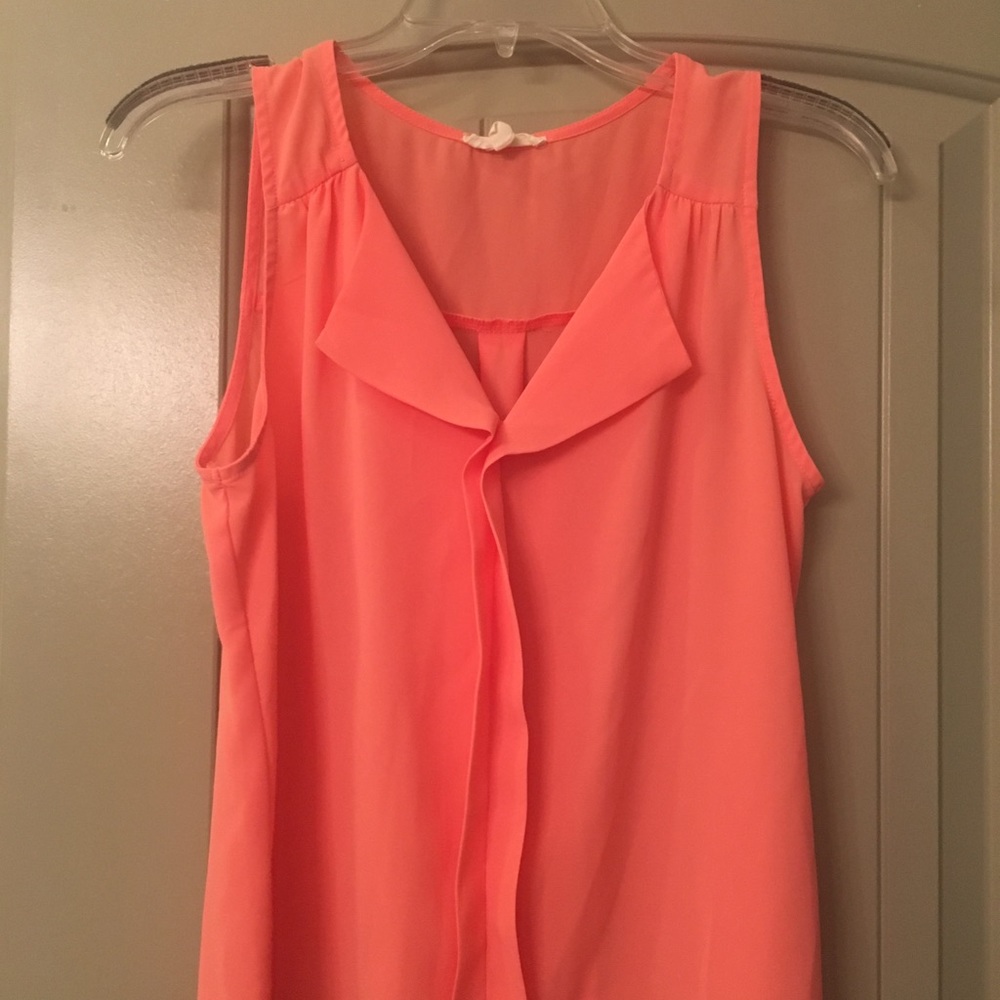 Peach Sleeveless V-Neck Blouse